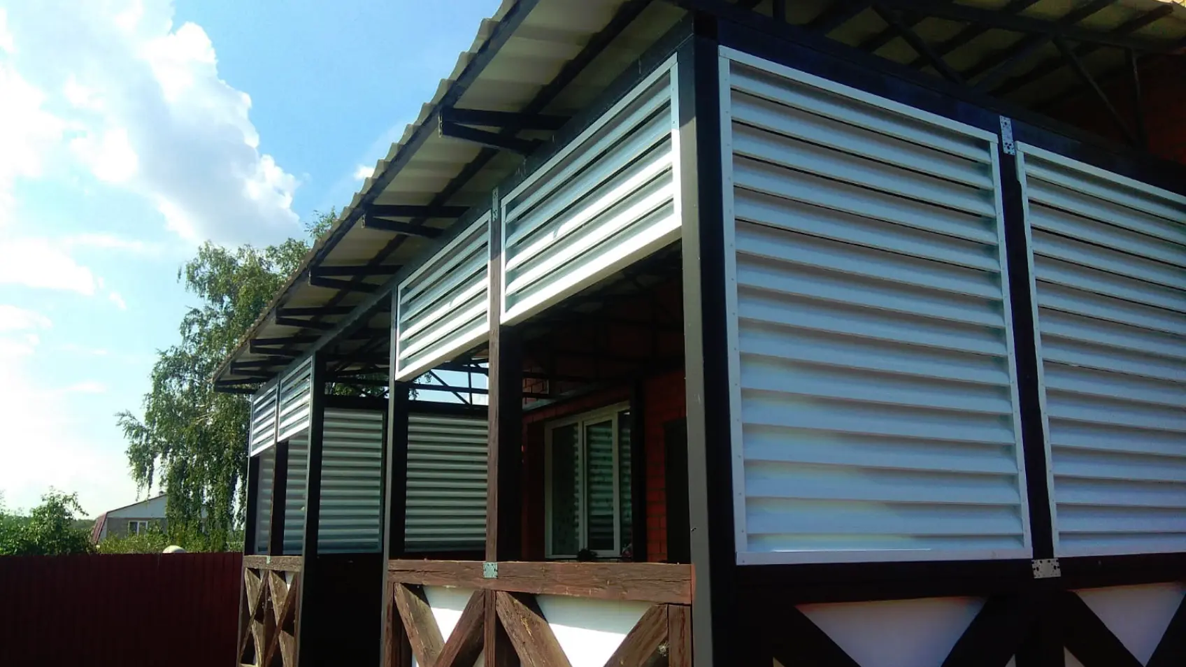 Фото Беседка садовая ламели Еврожалюзи RAL9003 Белый двусторонний