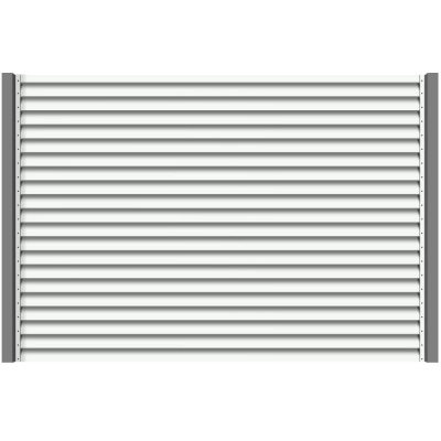 Секция забора жалюзи из ламелей еврожалюзи RAL9003 Белый с металлическими столбами анфас